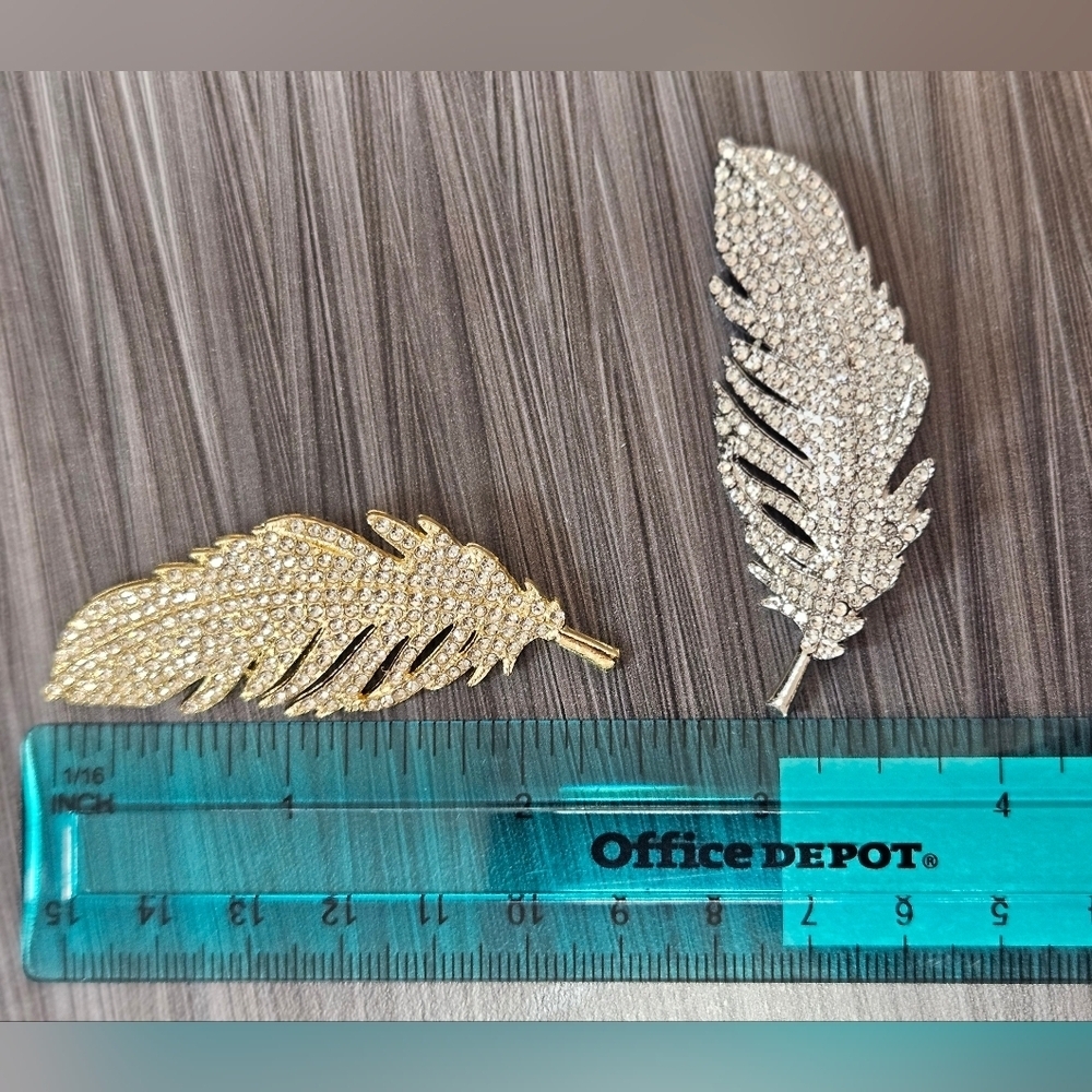 NEW Crystal Feather Brooch - Picture 7 of 8